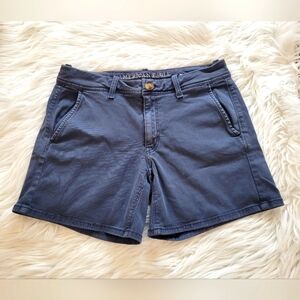 American Eagle Outfitters Women's Super Stretch Midi Navy Blue Shorts Size 8